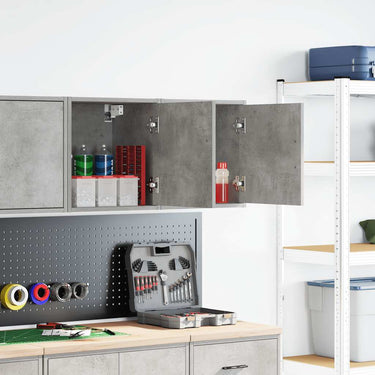 Vidaxl garagewandkasten 2 st bewerkt hout betongrijs