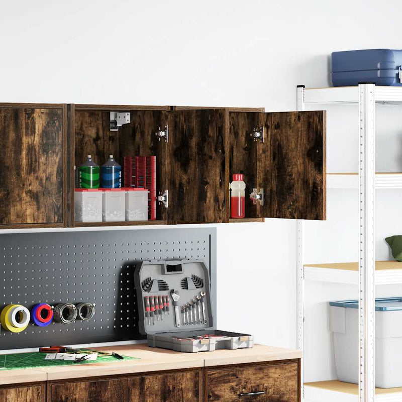 Load image into Gallery viewer, Vidaxl garagewandkasten 2 st spaanplaat gerookt eikenhout
