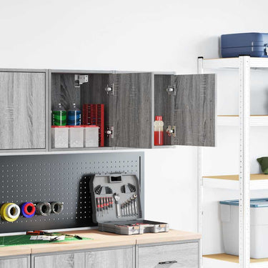 Vidaxl garagewandkasten 2 st spaanplaat sonoma grijs