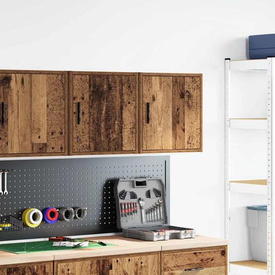 Vidaxl garage wandkasten 2 st bewerkt hout oud hout