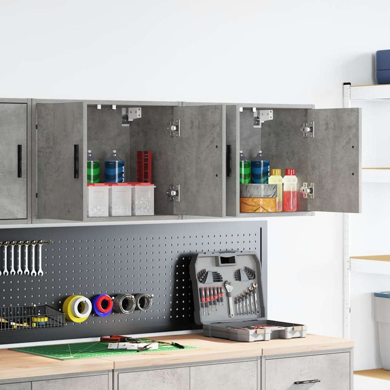 Load image into Gallery viewer, Vidaxl garagewandkasten 2 st bewerkt hout betongrijs

