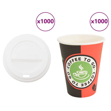 Vidaxl papieren koffiekopjes met deksel 1000 st 4oz 100 ml