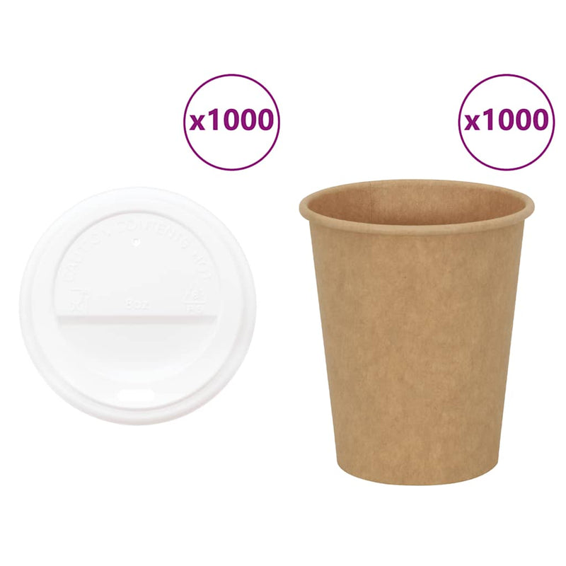 Load image into Gallery viewer, Vidaxl papieren koffiekopjes met deksel 1000 st 8oz 200 ml

