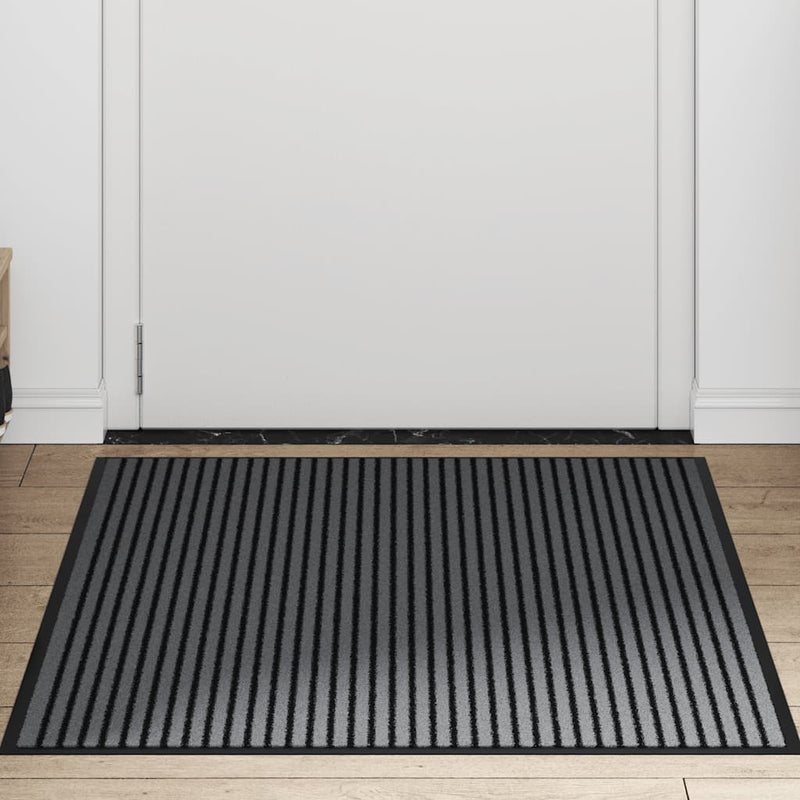 Load image into Gallery viewer, Vidaxl deurmat 90x120 cm gestreept zwart en grijs
