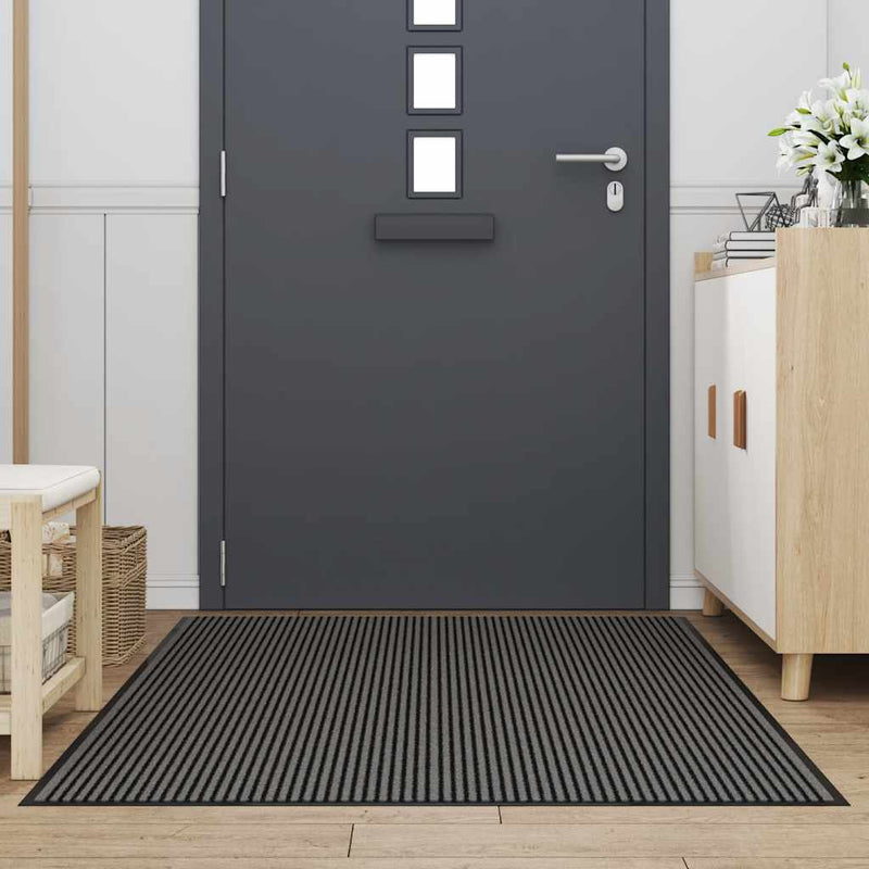 Load image into Gallery viewer, Vidaxl deurmat 115x200 cm streep zwart en grijs
