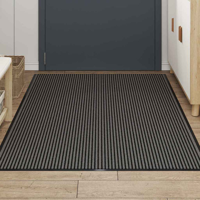 Load image into Gallery viewer, Vidaxl deurmat 115x200 cm streep zwart en grijs
