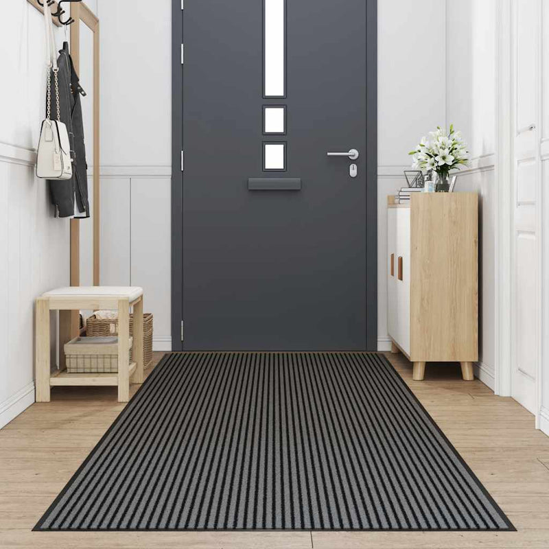 Load image into Gallery viewer, Vidaxl deurmat 115x400 cm gestreept 115x400 cm zwart en grijs
