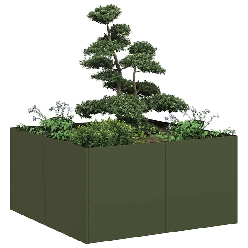 Load image into Gallery viewer, Vidaxl plantenbak 80x80x40 cm koudgewalst staal olijfgroen
