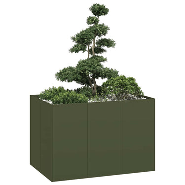Vidaxl plantenbak 120x80x80 cm staal olijfgroen