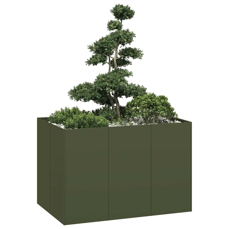 Load image into Gallery viewer, Vidaxl plantenbak 120x80x80 cm staal olijfgroen
