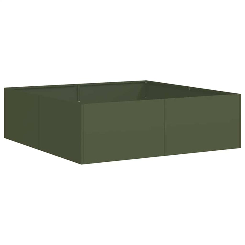 Load image into Gallery viewer, Vidaxl plantenbak 100x100x30 cm staal olijfgroen
