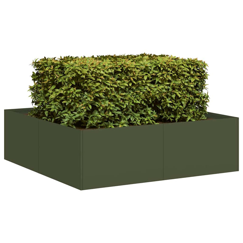 Load image into Gallery viewer, Vidaxl plantenbak 100x100x30 cm staal olijfgroen
