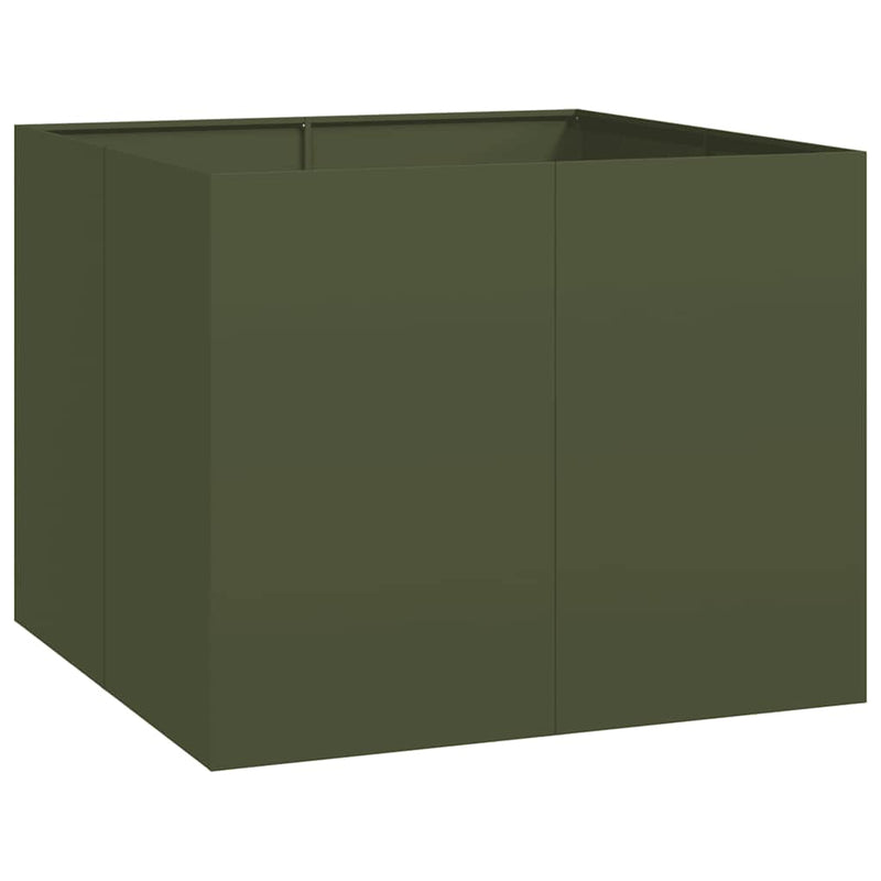 Load image into Gallery viewer, Vidaxl plantenbak 100x100x80 cm staal olijfgroen
