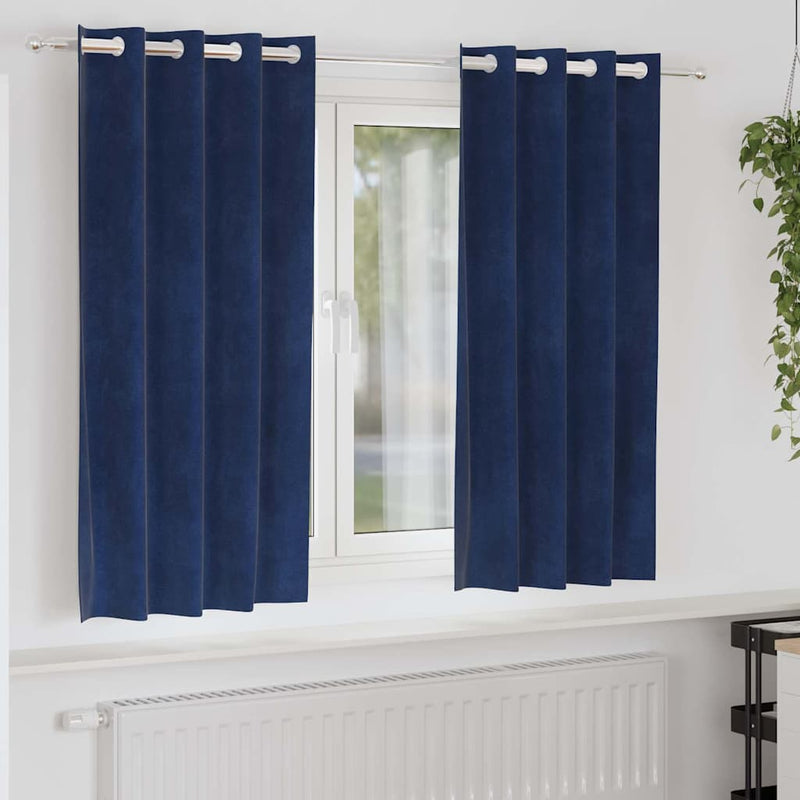 Load image into Gallery viewer, Vidaxl verduisterende gordijnen 2 pcs donkerblauw 140 x 175 cm fluweel
