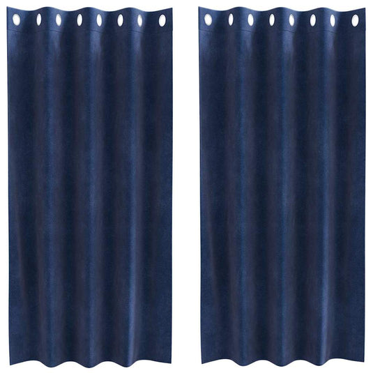 Vidaxl verduisterende gordijnen 2 pcs donkerblauw 140 x 175 cm fluweel