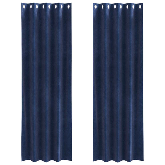 Vidaxl verduisterende gordijnen 2 pcs donkerblauw 140 x 225 cm fluweel