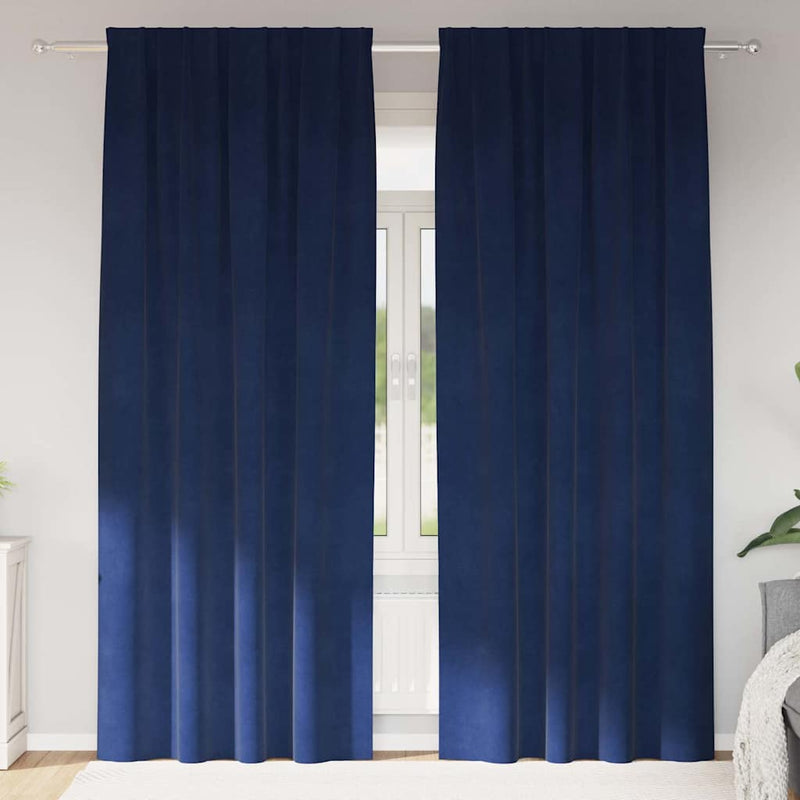 Load image into Gallery viewer, Vidaxl verduisterende gordijnen 2 pcs donkerblauw 140 x 245 cm fluweel
