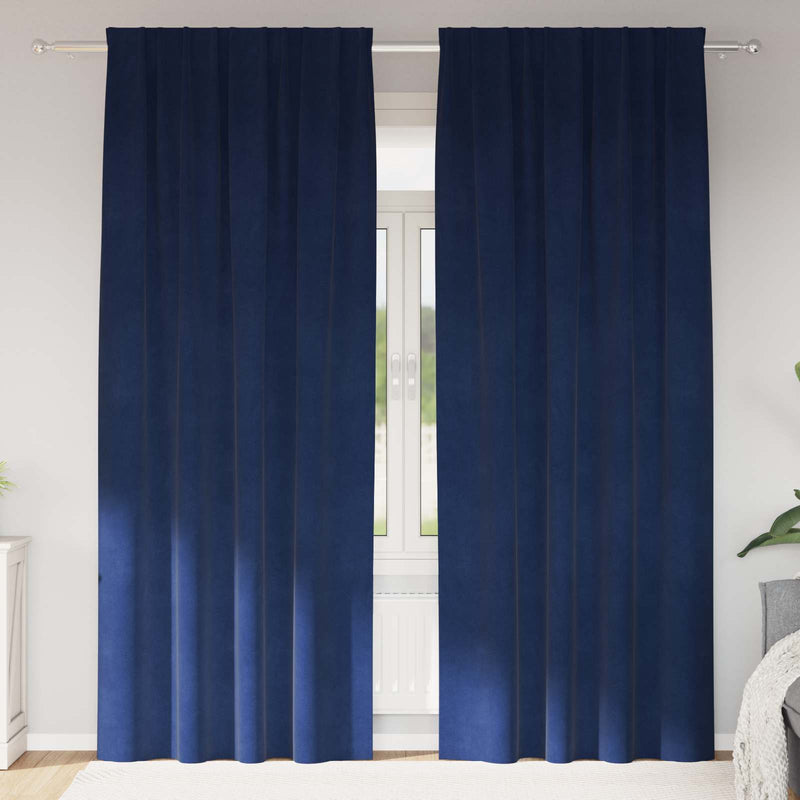 Load image into Gallery viewer, Vidaxl verduisterende gordijnen 2 pcs donkerblauw 140 x 260 cm fluweel
