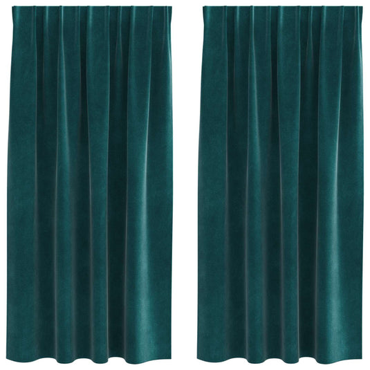 Vidaxl verduisterende gordijnen 2 pcs donkergroen 140 x 175 cm fluweel