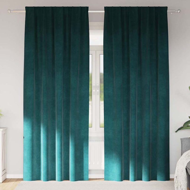 Load image into Gallery viewer, Vidaxl verduisterende gordijnen 2 pcs donkergroen 140 x 225 cm fluweel
