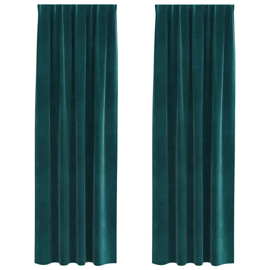 Vidaxl verduisterende gordijnen 2 pcs donkergroen 140 x 245 cm fluweel