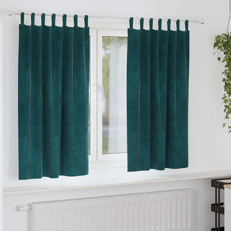 Load image into Gallery viewer, Vidaxl verduisterende gordijnen 2 pcs donkergroen 140 x 175 cm fluweel
