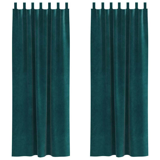 Vidaxl verduisterende gordijnen 2 pcs donkergroen 140 x 225 cm fluweel