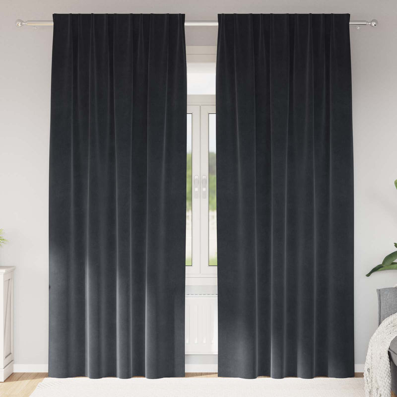 Load image into Gallery viewer, Vidaxl verduisterende gordijnen 2 pcs donkergrijs 140 x 225 cm fluweel
