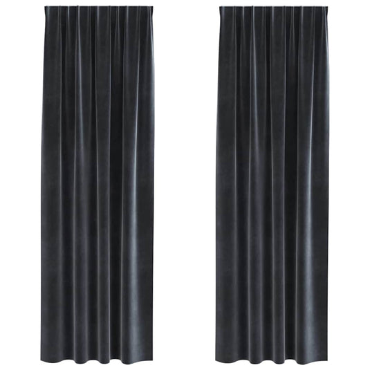 Vidaxl verduisterende gordijnen 2 pcs donkergrijs 140 x 245 cm fluweel