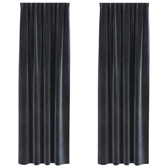 Vidaxl verduisterende gordijnen 2 pcs donkergrijs 140 x 260 cm fluweel
