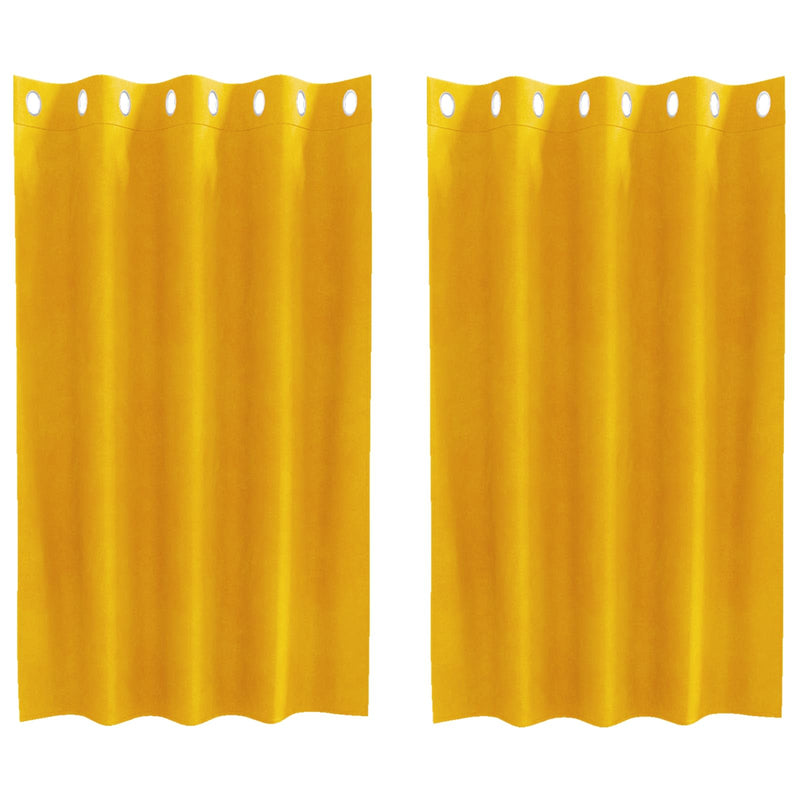 Load image into Gallery viewer, Vidaxl verduisterende gordijnen 2 pcs mosterdgeel 140 x 140 cm fluweel
