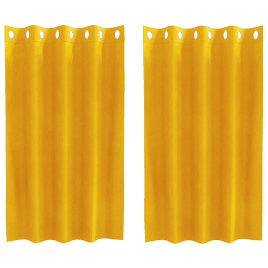 Vidaxl verduisterende gordijnen 2 pcs mosterdgeel 140 x 140 cm fluweel