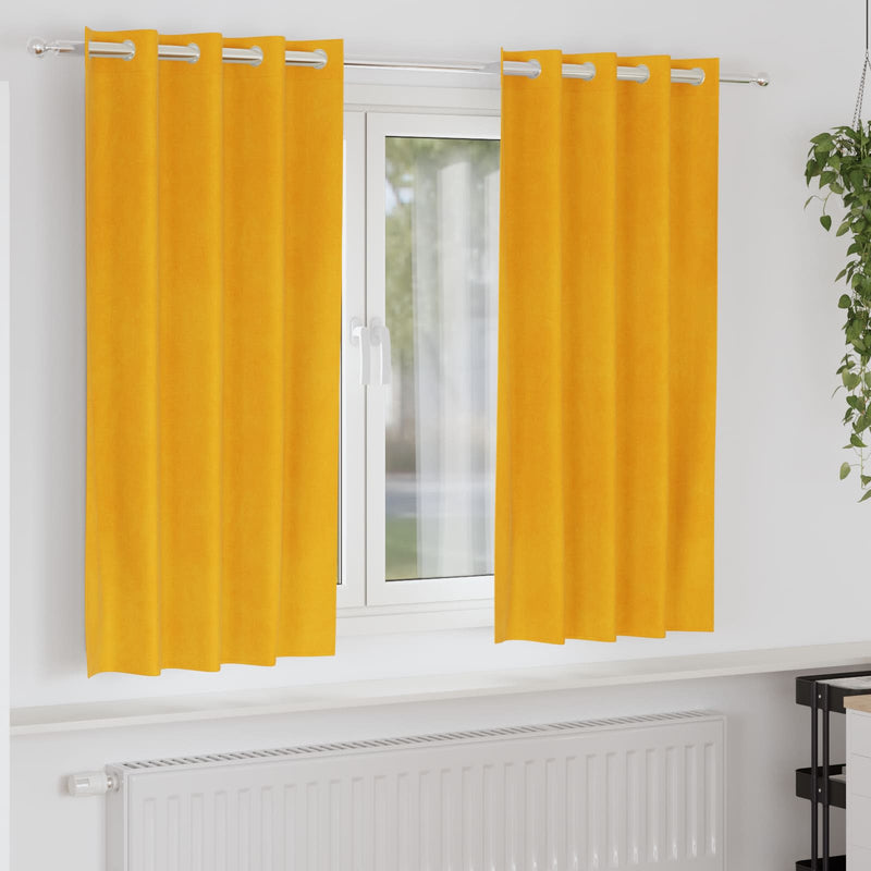Load image into Gallery viewer, Vidaxl verduisterende gordijnen 2 pcs mosterdgeel 140 x 175 cm fluweel
