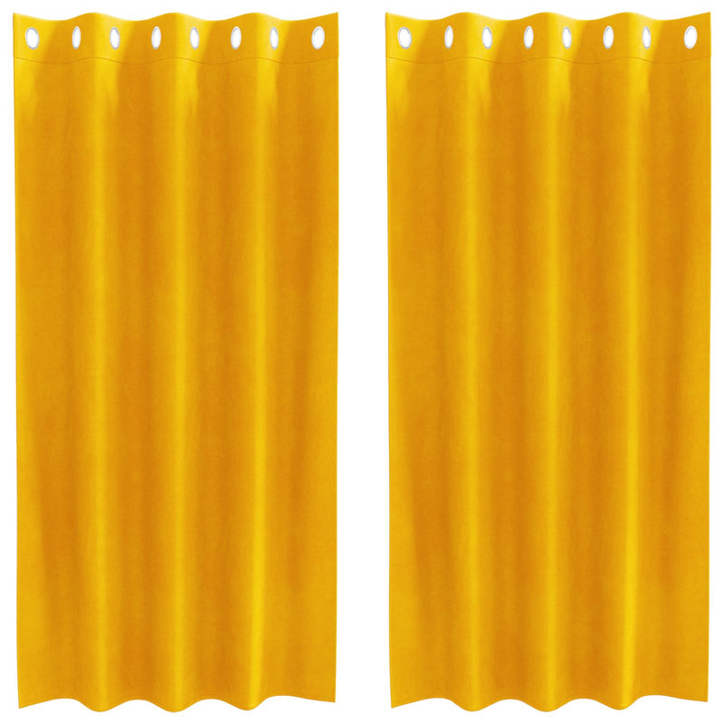 Load image into Gallery viewer, Vidaxl verduisterende gordijnen 2 pcs mosterdgeel 140 x 175 cm fluweel
