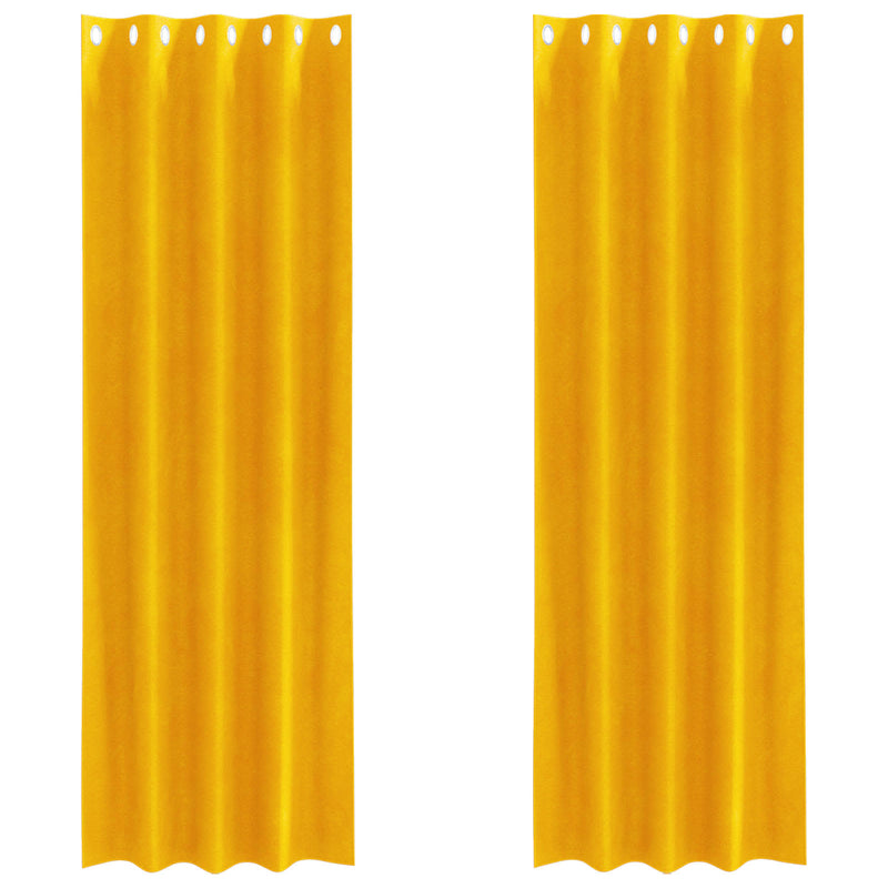 Load image into Gallery viewer, Vidaxl verduisterende gordijnen 2 pcs mosterdgeel 140 x 225 cm fluweel
