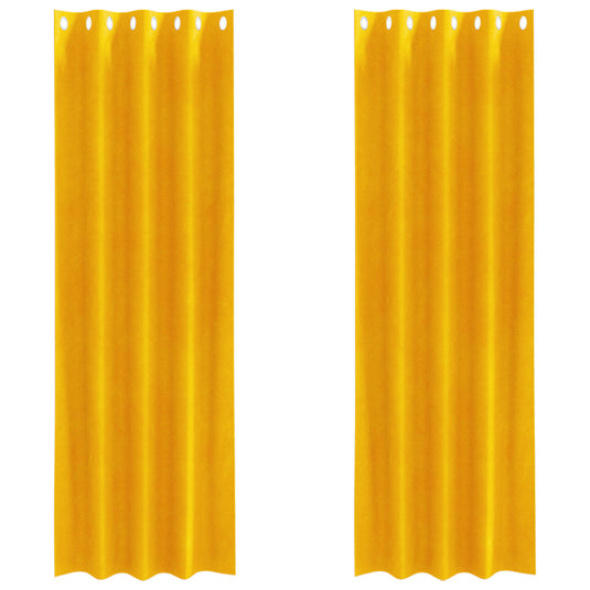 Vidaxl verduisterende gordijnen 2 pcs mosterdgeel 140 x 225 cm fluweel