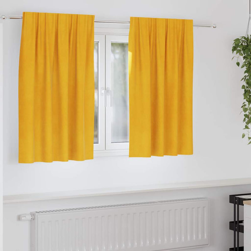 Load image into Gallery viewer, Vidaxl verduisterende gordijnen 2 pcs mosterdgeel 140 x 140 cm fluweel
