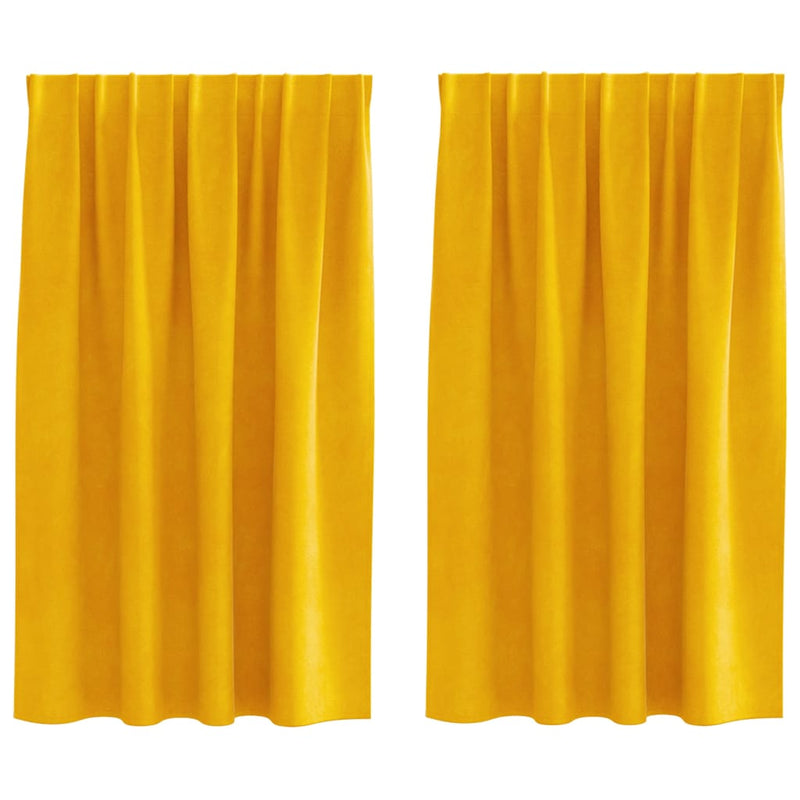 Load image into Gallery viewer, Vidaxl verduisterende gordijnen 2 pcs mosterdgeel 140 x 140 cm fluweel
