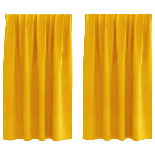 Vidaxl verduisterende gordijnen 2 pcs mosterdgeel 140 x 140 cm fluweel