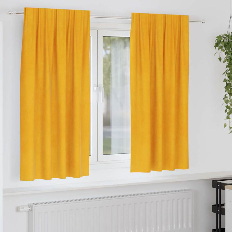Load image into Gallery viewer, Vidaxl verduisterende gordijnen 2 pcs mosterdgeel 140 x 175 cm fluweel
