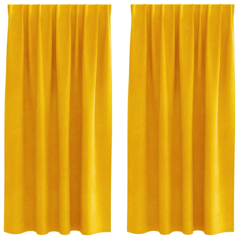 Load image into Gallery viewer, Vidaxl verduisterende gordijnen 2 pcs mosterdgeel 140 x 175 cm fluweel
