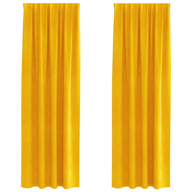 Load image into Gallery viewer, Vidaxl verduisterende gordijnen 2 pcs mosterdgeel 140 x 260 cm fluweel
