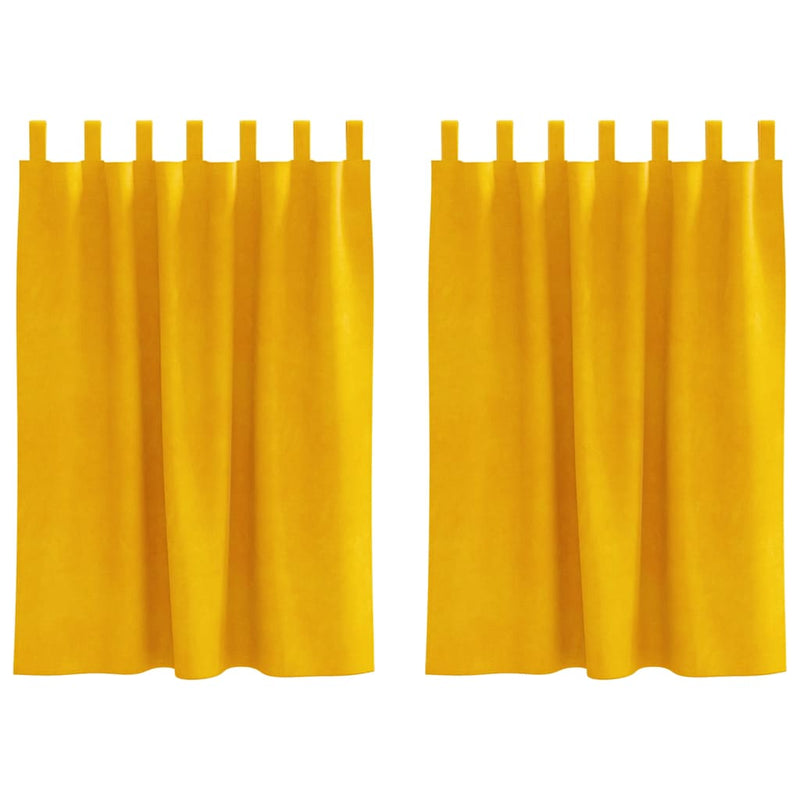 Load image into Gallery viewer, Vidaxl verduisterende gordijnen 2 pcs mosterdgeel 140 x 140 cm fluweel
