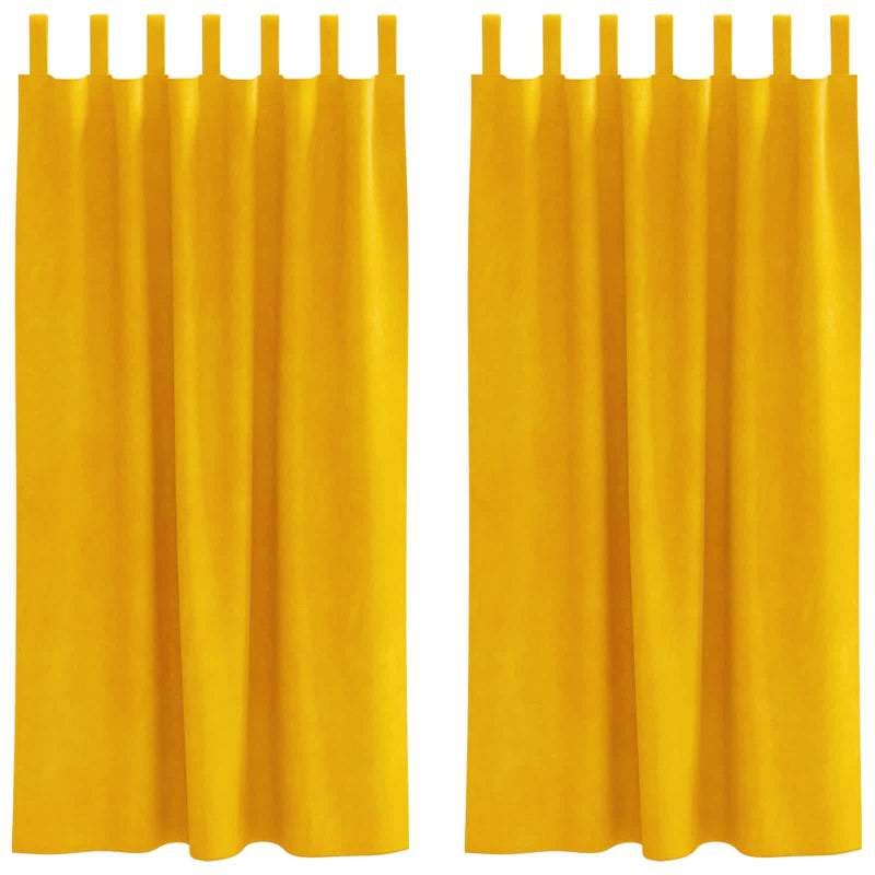 Load image into Gallery viewer, Vidaxl verduisterende gordijnen 2 pcs mosterdgeel 140 x 175 cm fluweel
