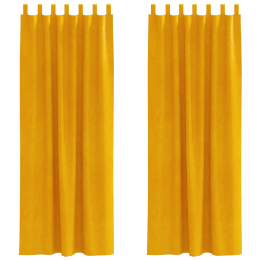 Vidaxl verduisterende gordijnen 2 pcs mosterdgeel 140 x 225 cm fluweel