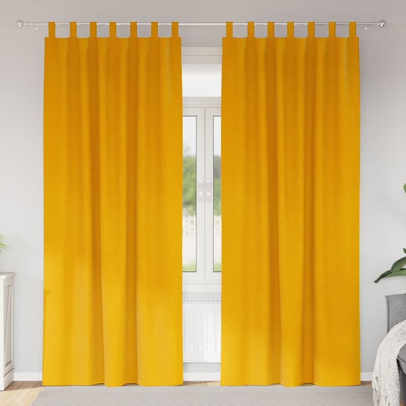 Load image into Gallery viewer, Vidaxl verduisterende gordijnen 2 pcs mosterdgeel 140 x 260 cm fluweel
