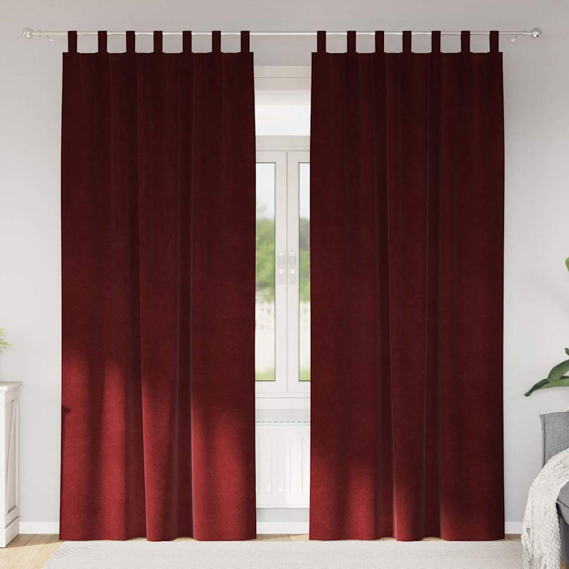 Load image into Gallery viewer, Vidaxl verduisterende gordijnen 2 pcs wijnrood 140 x 260 cm fluweel
