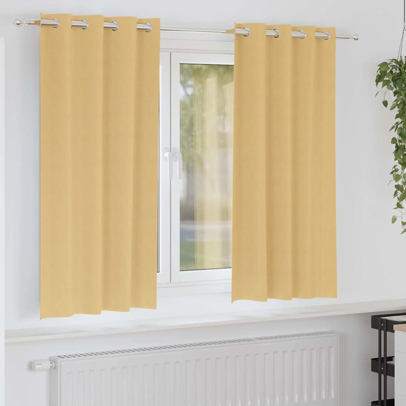 Load image into Gallery viewer, Vidaxl zwart-out gordijnen met ringen 2 pcs beige 175 x 140 cm
