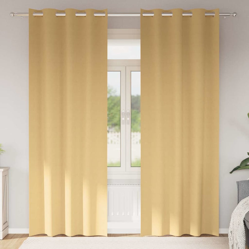 Load image into Gallery viewer, Vidaxl zwart-out gordijnen met ringen 2 pcs beige 225 x 140 cm
