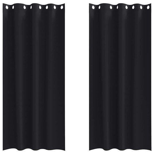 Vidaxl zwart-out gordijnen met ringen 2 pcs zwart 260 x 140 cm
